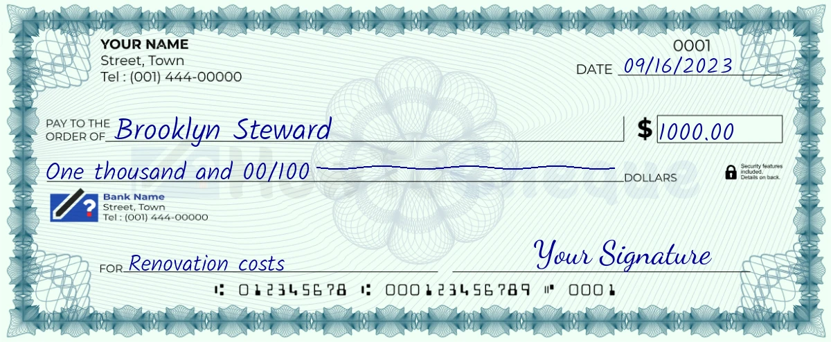 $1000 Check - How to Write a Check for 1000 Dollars?