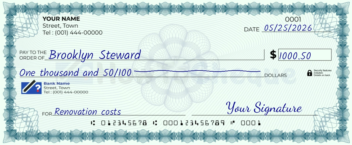 $1000 Check - How to Write a Check for 1000 Dollars?
