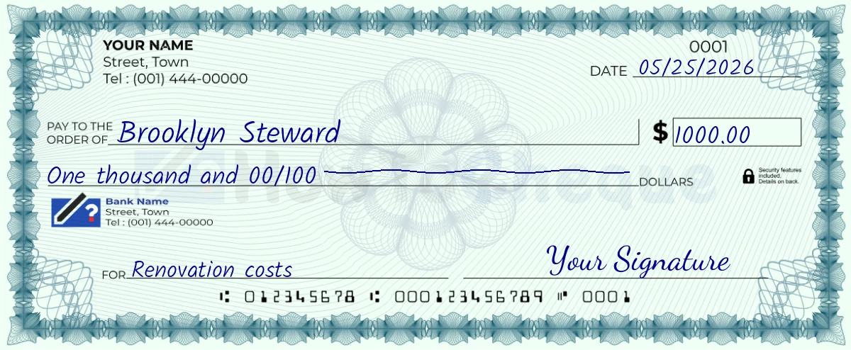 $1000 Check - How to Write a Check for 1000 Dollars?