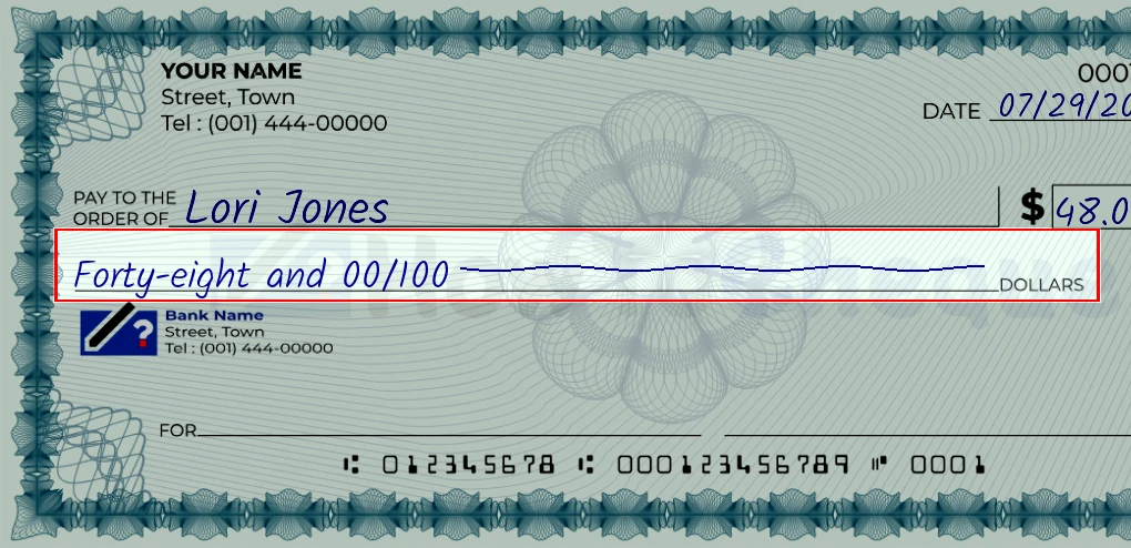 $48 Check - How to Write a Check for 48 Dollars?